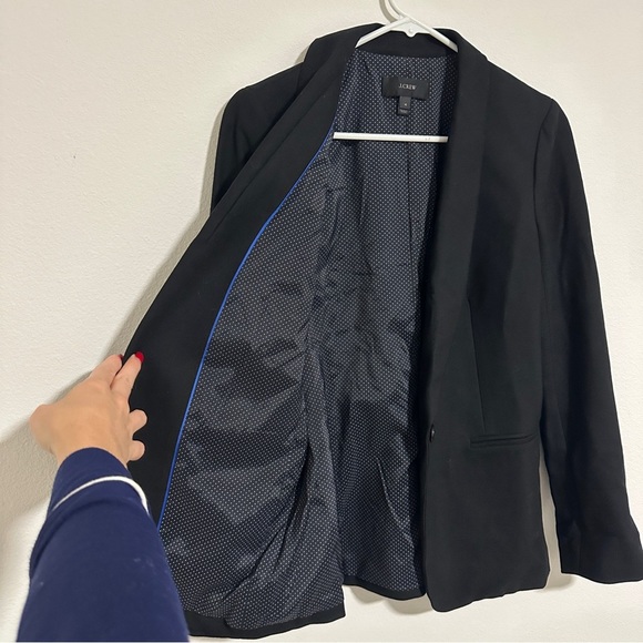 J. Crew Parke Blazer Black Stretch-Wool Shawl Collar Single Breasted Size 4 - Picture 3 of 11